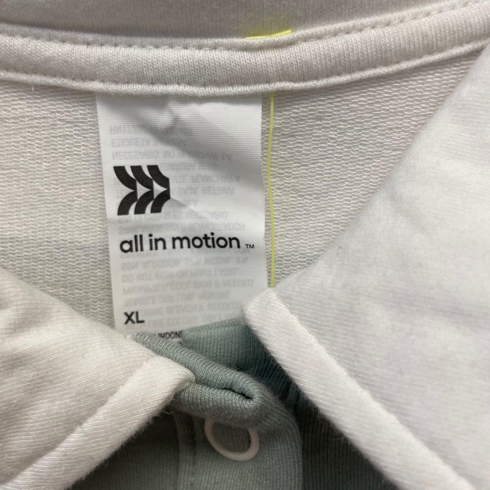All in Motion Women's Modal French Terry Green Striped Polo Sweatshirt Size XL - Picture 5 of 6